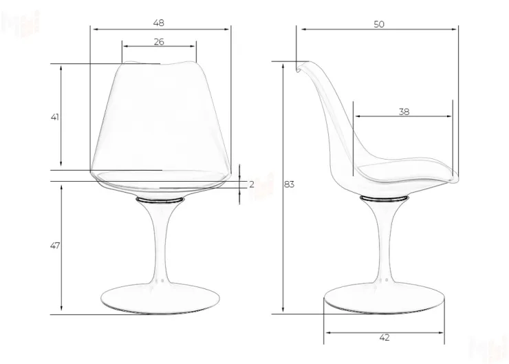 Стул обеденный DOBRIN TULIP (черное основание, цвет черный (B-03))