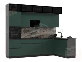 Кухонный гарнитур Техно-6 угловой 3,0*1,8 м (браш мени грин)