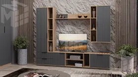 Набор мебели для гостиной Хилтон №1 Дуб Крафт золотой, Графит матовый