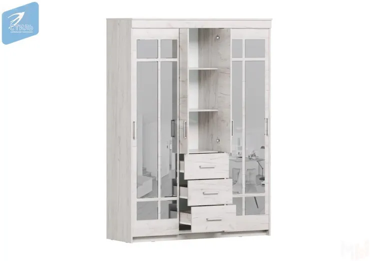 Шкаф-купе Комфорт-6М Крафт белый