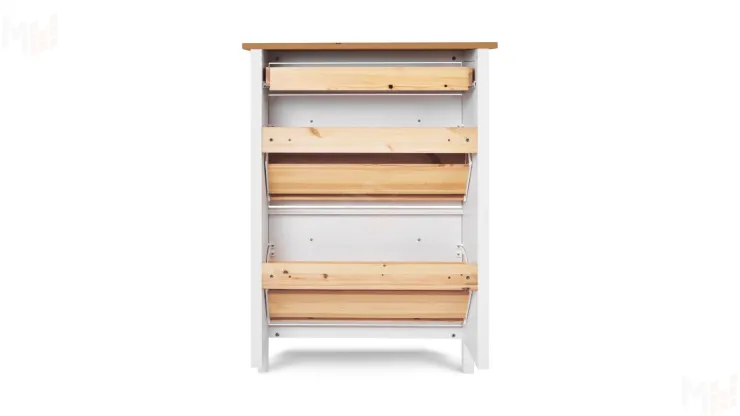 Тумба для обуви из массива Кымор 89 с ящиком, белый/светло-коричневый