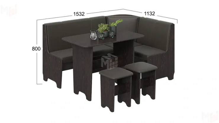 Кухонный уголок Техас Исп.1 Венге, Экокожа коричневая