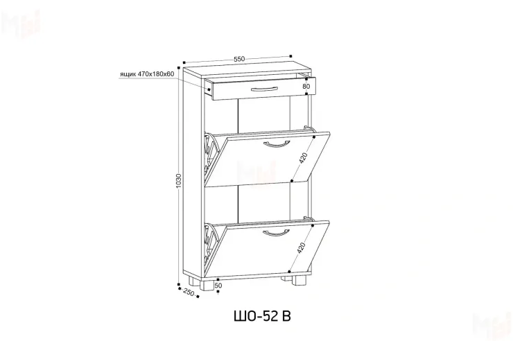 Обувница ШО-52 В Дуб Эльза