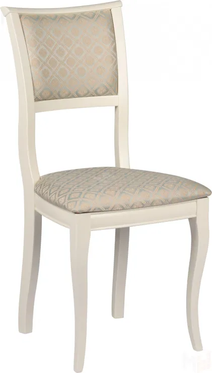 Стул деревянный с мягким сиденьем Камир Слоновая кость/Бирюзовый жаккард