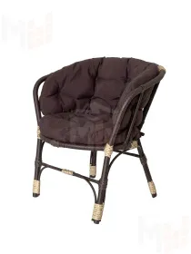 Комплект Багама с диваном и коричневыми ушастыми подушками (полиротанг)