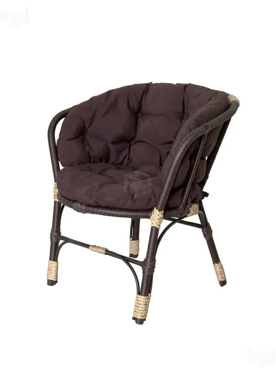 Комплект Багама с диваном и коричневыми ушастыми подушками (полиротанг)