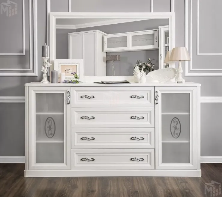 Комод Мишель белый матовый (гостиная)