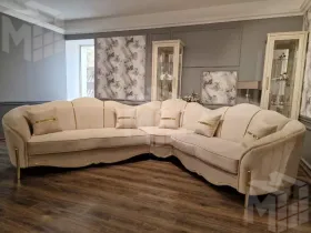 Диван Лара угловой 3-у-2 бежевый золото