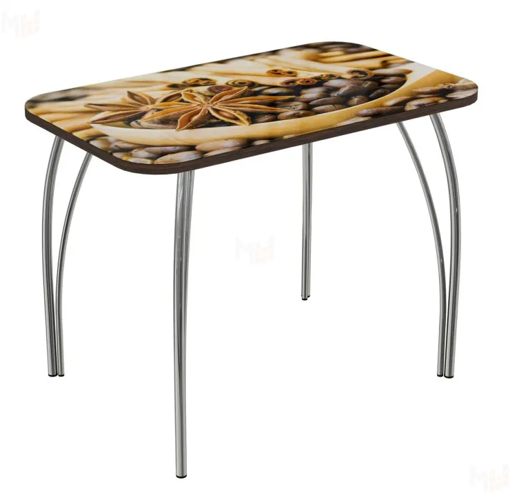 Стол прямоугольный с фотопечатью Кофе-4, ноги чайка