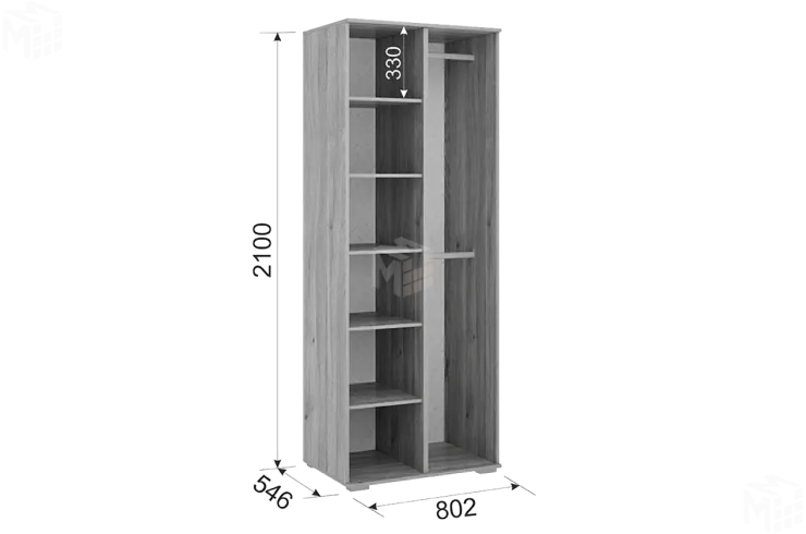 Шкаф двухдверный Зоо 03.01  дуб мария/белый