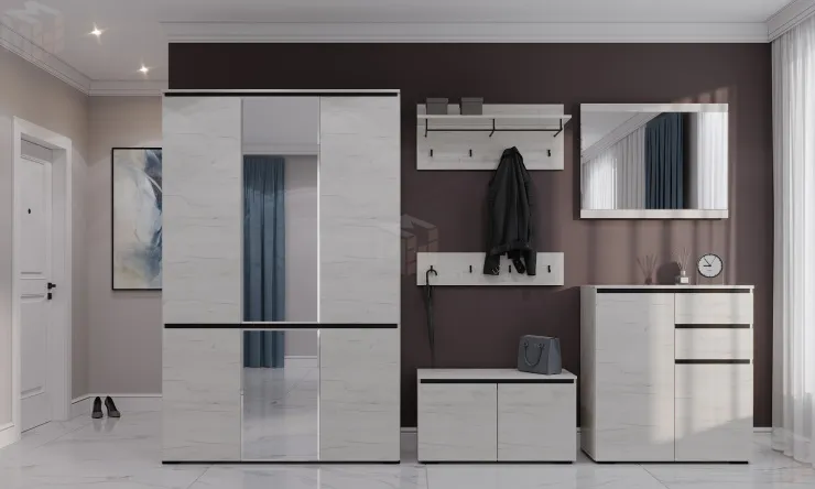 Прихожая ГРЕТТА  Дуб Крафт белый - Антрацит №3