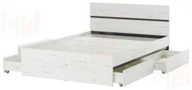 Кровать 1400 ГРЕТТА с 4 ящиками Дуб  Крафт белый-Антрацит