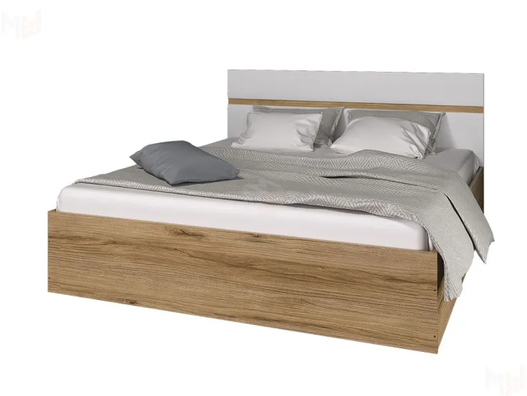 Кровать Ненси 1,6 с подъемным механизмом (дуб золотой/белый глянец)