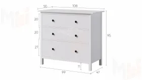Комод КЫМОР 3 ящика белый