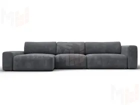 Диван угловой Лига-066 НПБ Лонг угол левый ( BRUT 16 темно-серый )