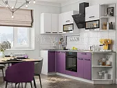 Кухня угловая Техно New 0,9*2,7 Белый софт/Слива софт