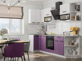 Кухня угловая Техно New 0,9*2,7 Белый софт/Слива софт