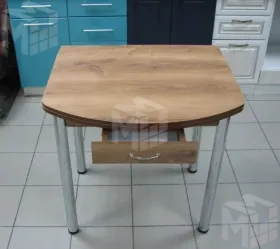 Стол Евро поворотно-раскладной с ящиком 780*590 (орех тёмный), ножки хром