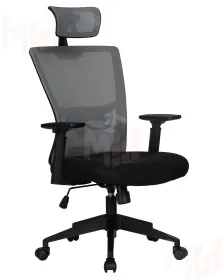 Офисное кресло для персонала DOBRIN NIXON (чёрный, серая сетка)