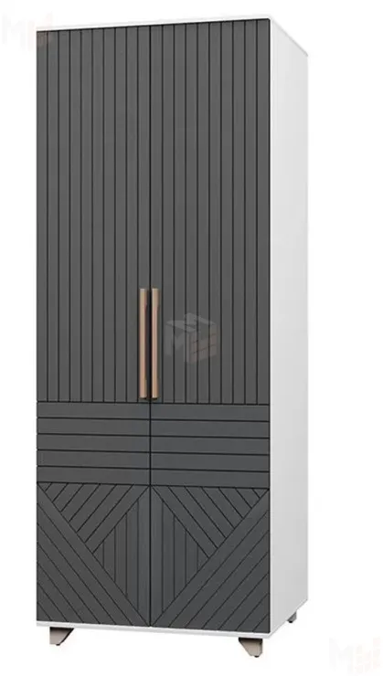 Шкаф 2-х створчатый Копенгаген (белый/серый графит)