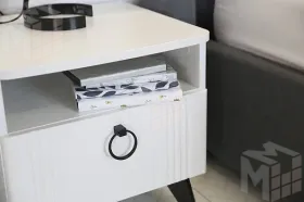 Тумба прикроватная Ева  белое дерево/белый матовый