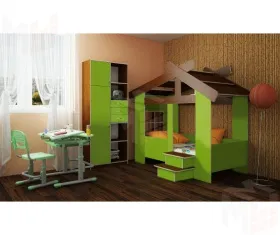Кровать Домик для детей + игровая горка 13/18СВ