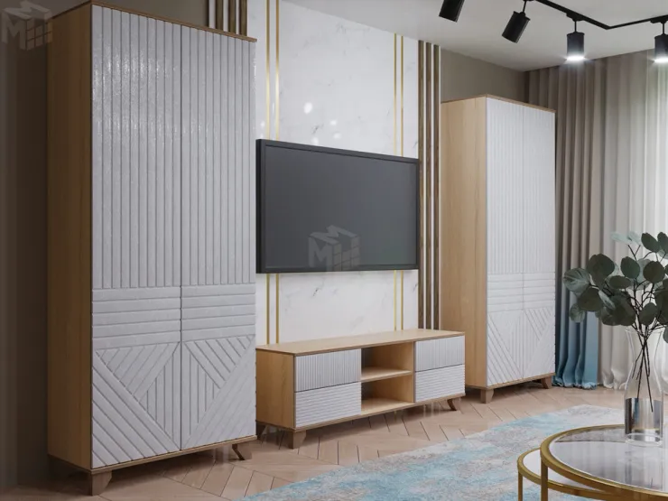 Гостиная Копенгаген дуб сонома/белый матовый вариант 4