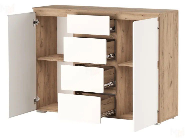 Комод  ГРЕТТА 2С4Я Крафт золотой-Белый