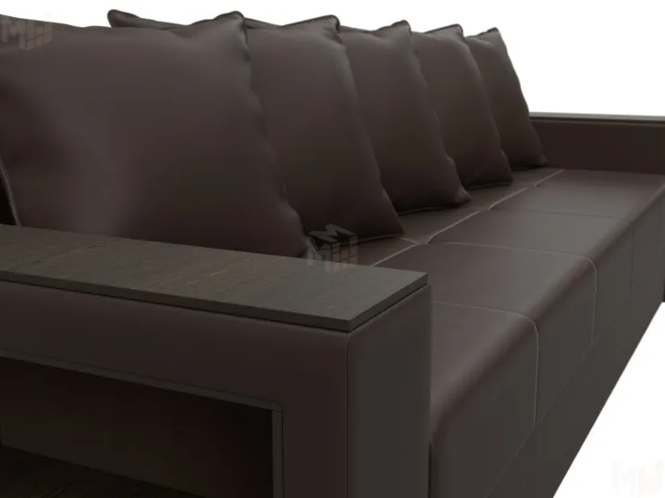 Диван прямой Дубай Лайт полки слева ( Коричневый )