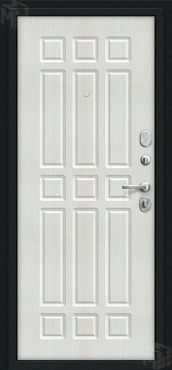 Входная металлическая дверь Мило Букле черное/Bianco Veralinga