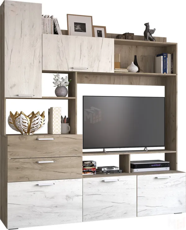Гостиная Лацио Дуб Серый крафт/Дуб Белый Крафт (Центральная секция )