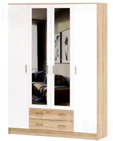 Шкаф Квадро Беатрис Сонома-Белый глянец