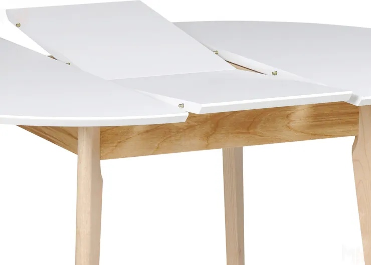 Обеденная группа стол раздвижной Норден D90 Белый/Натуральный и 2 стула Мэти Натуральный/Серый велюр