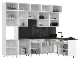 Кухня Рио New угловая 3,0*1,8 м (490) комп №2 дуб крафт белый, Белый (Кастилло темный)