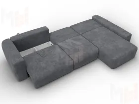 Диван угловой Лига-066 НПБ Лонг угол правый ( BRUT 16 темно-серый )