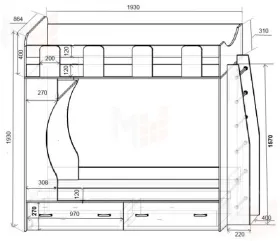 Двухъярусная детская кровать Фанки Кидз-5