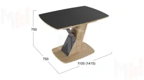 Стол обеденный Гарда Тип 1 Дуб Крафт золотой, Стекло матовое черный графит