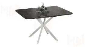 Стол обеденный раздвижной Лиссабон Тип 1 Белый муар, Ателье темный