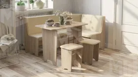 Кухонный уголок Техас Исп.1 Дуб Сонома, Экокожа бежевая