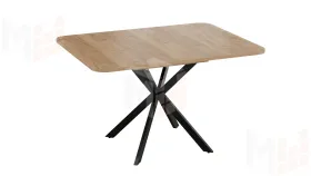 Стол обеденный раздвижной Лиссабон Тип 1 Черный муар, Дуб Крафт золотой