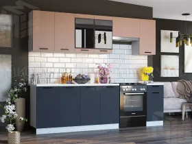 Кухня Техно New 2,6 комп. №3 Пудра софт/Ультрамарин софт