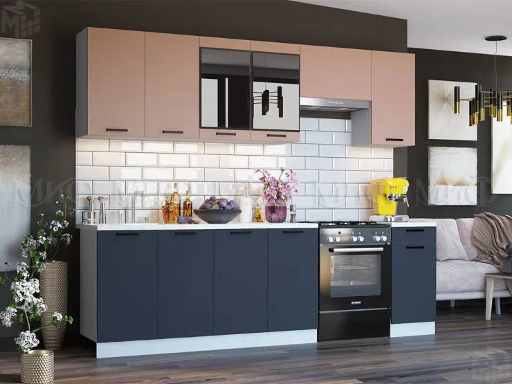 Кухня Техно New 2,6 комп. №3 Пудра софт/Ультрамарин софт