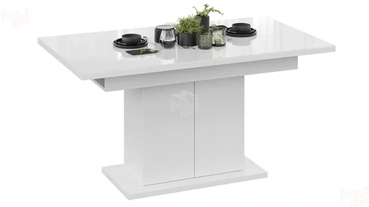 Стол раздвижной Детройт Тип 2 Белый, Стекло Белый глянец