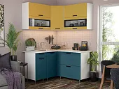 Кухня угловая Техно New 1,4*1,4 горчица софт/атлантик софт