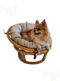 Кресло папасан — мини 23/01F с бежевой подушкой