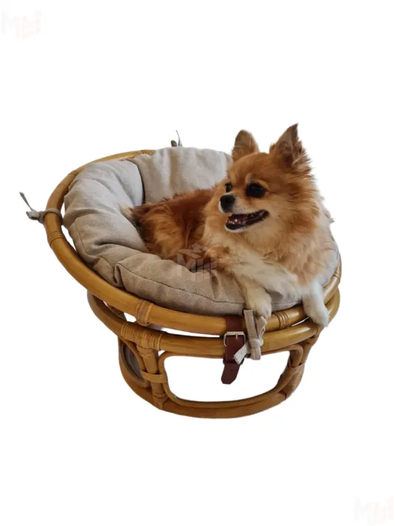 Кресло папасан — мини 23/01F с бежевой подушкой