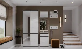 Прихожая ГРЕТТА  Дуб Крафт белый - Антрацит №5