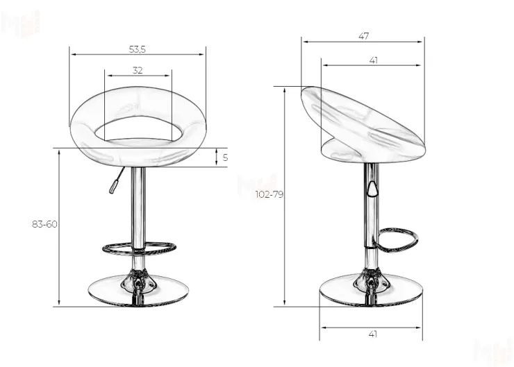 Стул барный DOBRIN MIRA BLACK (чёрный)