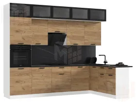 Кухня Рио New угловая 3,0*1,8 м (490) Дуб крафт, белый (Антарес)