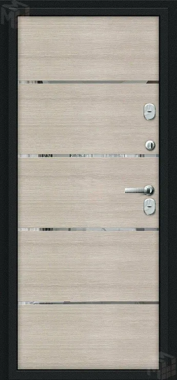 Входная металлическая дверь Thermo Лайн Букле черное/Cappuccino Veralinga